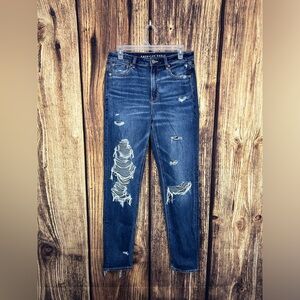 American Eagle Strigid Ripped Mom Jeans